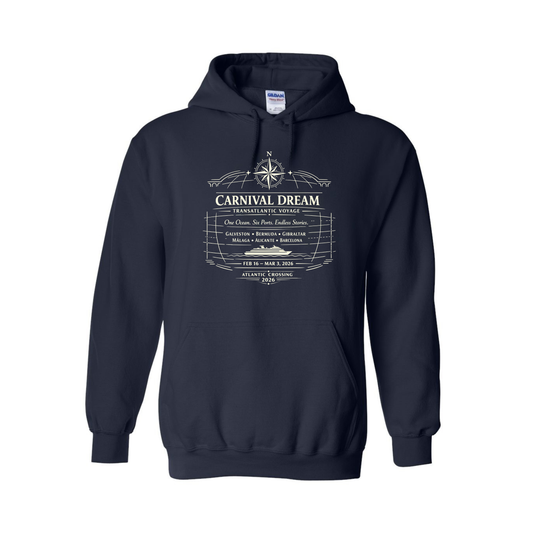Classic Design - Carnival Dream Galveston, TX to Barcelona, Transatlantic February 16 - March 3, 2026 Cruise HeavyBlend Hooded Sweatshirt
