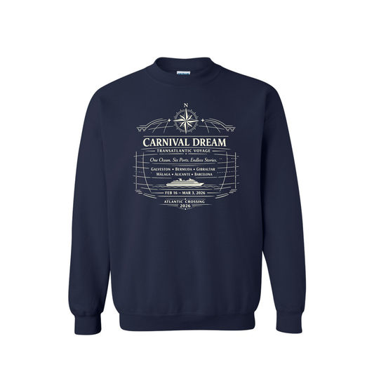 Classic Design - Carnival Dream Galveston, TX to Barcelona, Transatlantic February 16 - March 3, 2026 Cruise HeavyBlend Sweatshirt