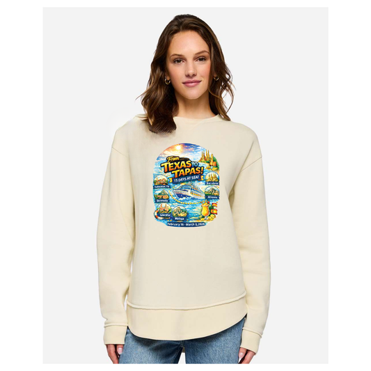 From Texas To Tapas - Carnival Dream Galveston, TX to Barcelona,  Transatlantic February 16 - March 3, 2026 Cruise Women's Weekend Fleece Crewneck Sweatshirt