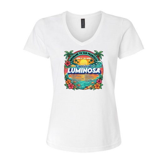 Carnival Luminosa Brisbane to San Francisco Transpacific April 2 - 23, 2026 Cruise Women's Softstyle® V-Neck T-Shirt
