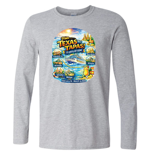 From Texas To Tapas - Carnival Dream Galveston, TX to Barcelona, Transatlantic February 16 - March 3, 2026 Cruise Ringspun Cotton Long Sleeve T-Shirt