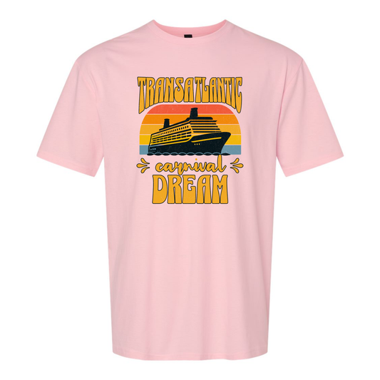 Retro Ship - Carnival Dream Galveston, TX to Barcelona, Transatlantic February 16 - March 3, 2026 Cruise Ringspun Cotton Short Sleeve T-Shirt